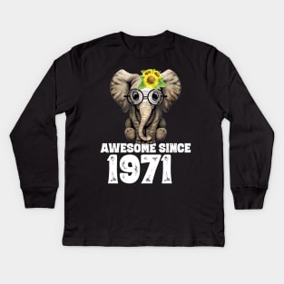 Awesome since 1971 49 Years Old Bday Gift 49th Birthday Kids Long Sleeve T-Shirt